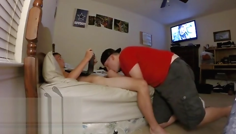 Hot blonde gives her boyfriend's cock