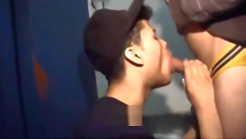 Sexy young blonde swallows a big load