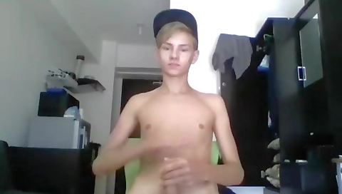 Blonde babe plays her tight pussy